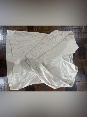 LOFT Cream Waffle Knit Crewneck Top